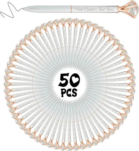 Vista 59 de Bolígrafos personalizados de diamantes personalizados con nombre a granel de metal de cristal grabado, bolígrafos divertidos brillantes a granel