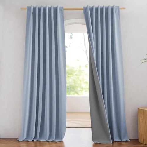 Vista 53 de NICETOWN Cortinas 100% opacas de 63 pulgadas de largo, 2 paneles de cortinas cortas con aislamiento térmico con forro para dormitorio, cortinas