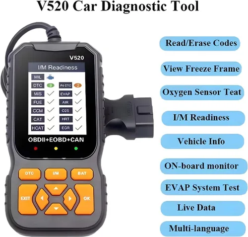 Vista 3 de Herramienta de diagnóstico de escáner de coche OBD2, lector de código OBDII/EOBD para vehículos V520, lector de códigos de falla automotriz