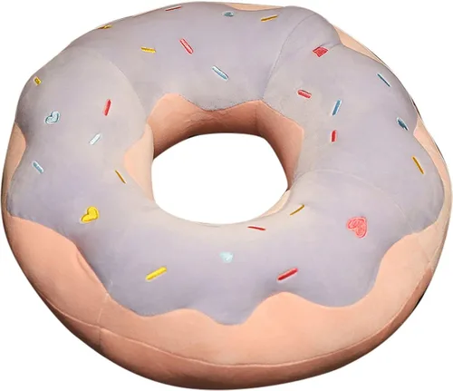 Vista 9 de ChezMax Almohada redonda de 16 pulgadas, suave cojín decorativo con forma de rosquilla de chocolate, cómodo cojín de felpa divertido y lindo relleno
