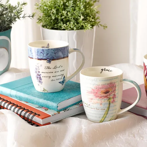 Vista 4 de Christian Art Gifts Taza de café de cerámica con diseño de mariposa azul, 12 onzas, apta para microondas y lavavajillas, taza de café y té