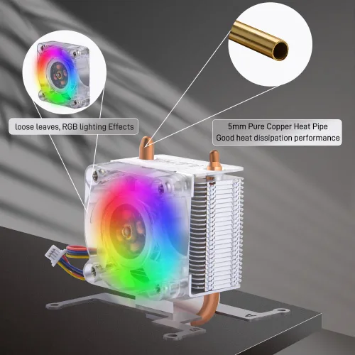 Vista 6 de GeeekPi Enfriador de torre ICE para Raspberry Pi 5, con disipador de calor de aluminio y ventilador de refrigeración
