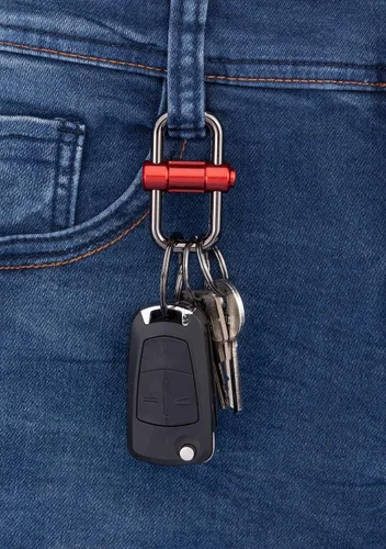 Vista 4 de TROIKA LLAVE DE 2 VÍAS - KR22-09RD - Llavero con 3 anillos para llaves en 2 tamaños - Cierre deslizante para facilitar la organización de las llaves