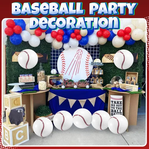 Vista 3 de Bedwina Pelotas inflables de béisbol (paquete de 12) de 16 pulgadas, pelotas de playa de béisbol para decoraciones de fiestas temáticas y decoración