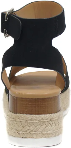 Vista 5 de SODA Topic - Sandalia con correa al tobillo y puntera abierta para mujer, Negro (black Nubuck), 8