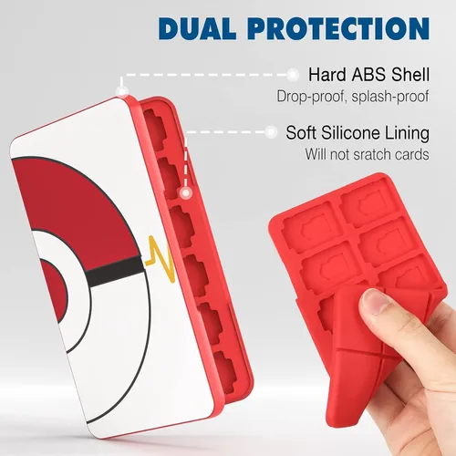 Vista 5 de MoKo Funda de 24 tarjetas de juego compatible con Nintendo Switch OLED 2021SwitchSwitch Lite, funda de soporte para Switch Game Card y SD, caja