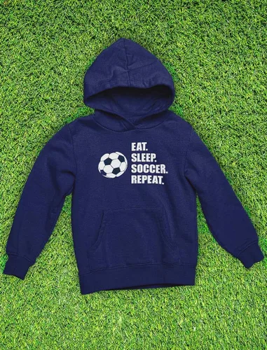 Vista 4 de Tstars Sudadera con capucha Eat Sleep Soccer para niños y hombres