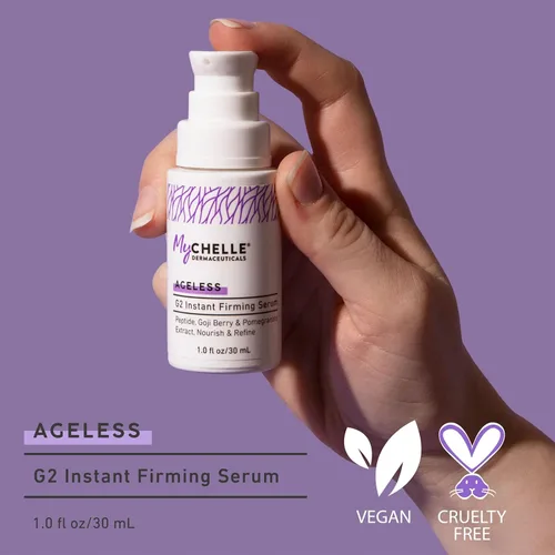 Vista 3 de MyCHELLE Dermaceuticals G2 Suero reafirmante instantáneo, 1 onza líquida, suero reafirmante de la piel con péptido, bayas de Goji y extracto