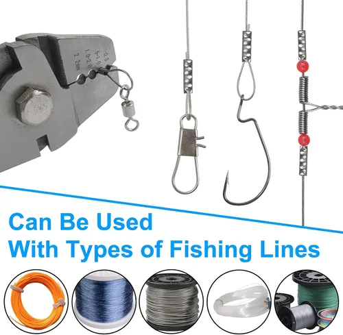 Vista 7 de 100pcs Fishing Single Barrel Crimp Sleeves, Strong Crimps Copper Wire Connectors for Rigging Fishing Leaders, Versatile Crimping Loop Sleeve