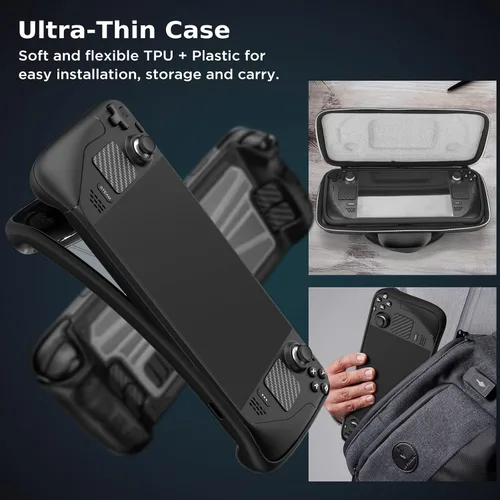 Vista 6 de Qupite Funda para cubierta de vapor con soporte ajustable, TPU + cubierta de PC con 2 protectores de pantalla de cuerpo completo, funda protectora a