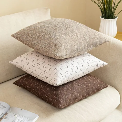 Vista 144 de MIULEE - Juego de 2 fundas de almohada decorativas de lino de arpillera navideñas, modernas, estilo campestre, rústicas, tejidas, con textura