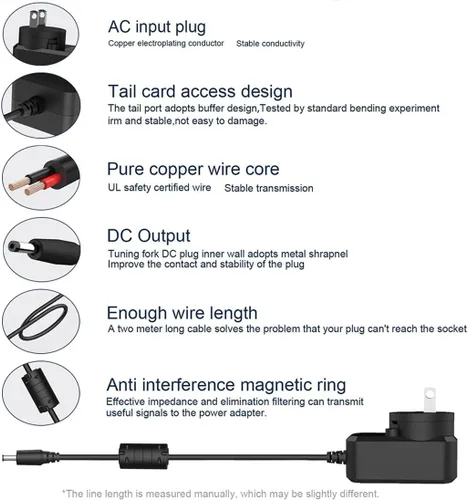 Vista 4 de Repuesto de cable de alimentación Alexa de 15 W para Echo Dot de 3ª generación, Echo Dot 4ª generación, Echo Dot 5ª generación, Echo Show 5 1ª 2ª