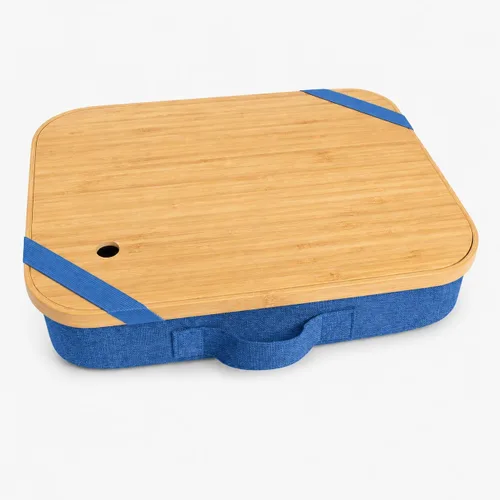 Vista 9 de Mayjoy Escritorio de regazo de bambú con almacenamiento, escritorio de regazo con cubierta removible, soporte para computadora portátil en el Azul
