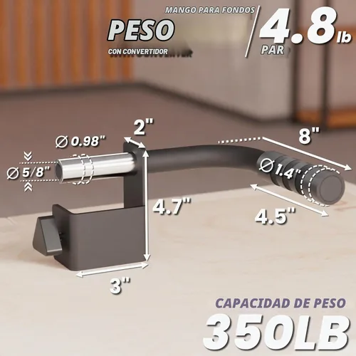 Vista 3 de Synergee Asas de inmersión para bastidores de potencia y sentadillas. Compatible con estantes de 2 x 2, 2 x 3 y 3 x 3. Barras de inmersión