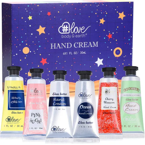 Vista 13 de BODY & EARTH # LOVE Set de Regalo de Crema de Manos Conjuntos de Loción de Manos para Mujeres Regalo, Paquete de 6 Crema de Manos de Reparación