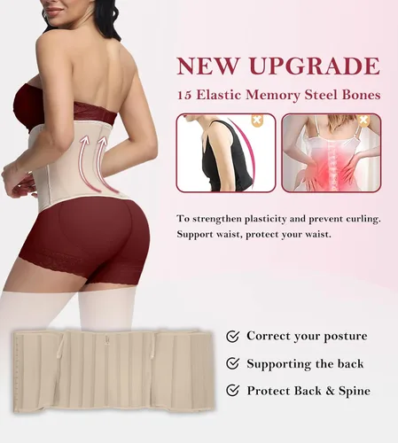 Vista 5 de SHAPSHE Entrenador de cintura para mujer, entrenamiento de cintura, control de abdomen, reductor de cintura para sudor, moldeador de cuerpo, hueso