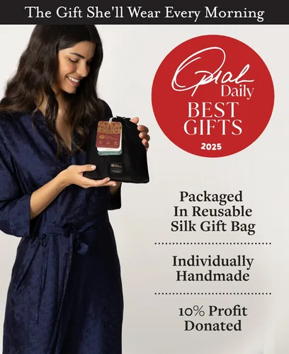 Vista 5 de Tara Sartoria Luxury Artisan Silk Kimono Robe for Women, Short, Washable, XS–4XL, Oprah Daily 2025 Negro