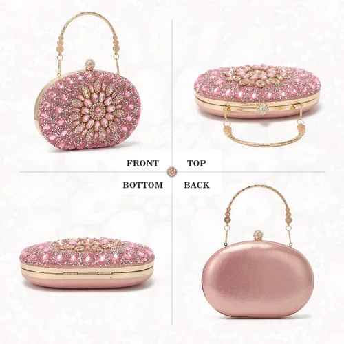 Vista 2 de Bolso de mano de noche con diamantes de imitación para mujer, bolsa de mano con diamantes brillantes y brillantes, bolsa de fiesta de boda de cristal