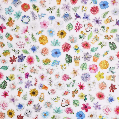 Vista 8 de Knaid Juego de calcomanías de flores (360 piezas) calcomanías florales decorativas surtidas para álbumes de recortes, planificador, suministros