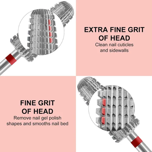 Vista 4 de Brocas de uñas con forma de cono vertical 5 en 1, broca electrónica de carburo de tungsteno para uñas de gel acrílico, eliminación de forma de uñas