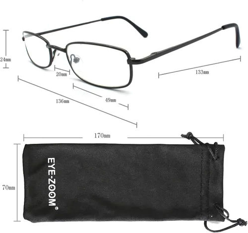 Vista 4 de 5 pares de lentes de lectura rectangulares de metal para hombres y mujeres, multicolor 5pk-plomizo