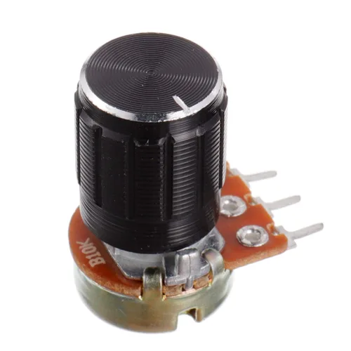 Vista 4 de BOJACK 20 juegos de eje moleteado B10K 3 terminales Potenciómetro giratorio cónico lineal (WH148) Resistencia variable de película de carbono de una