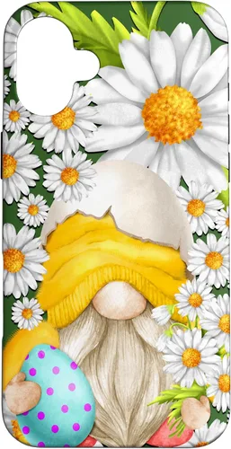 Vista 22 de iPhone 16 Easter Chick Gnome Graphic For Women Floral Daisy Flower Case