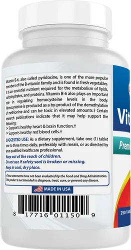 Vista 7 de Best Naturals Vitamina B-6 Tabletas de 25 Mg, 250