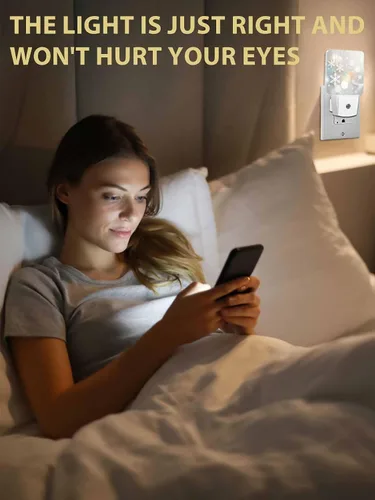 Vista 6 de Luces nocturnas decorativas enchufables a la pared, lámpara LED para niños, sensor de atardecer a amanecer, estrella de copo de nieve de Navidad