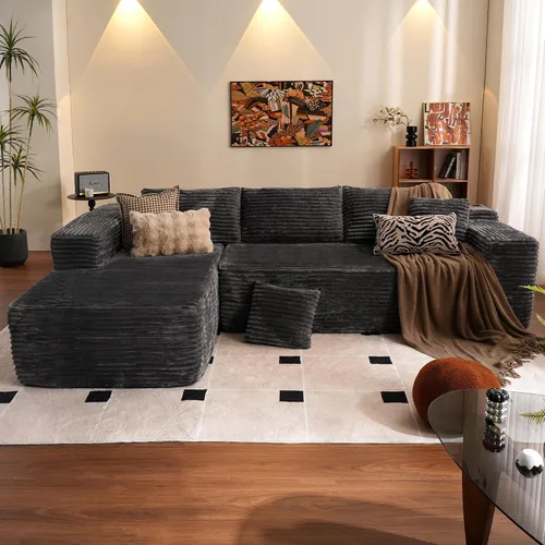 Vista 24 de ovios Sofá seccional Cloud de 96 pulgadas con chaise en forma de L, sofá modular moderno con asiento profundo, sofás tapizados para sala de estar