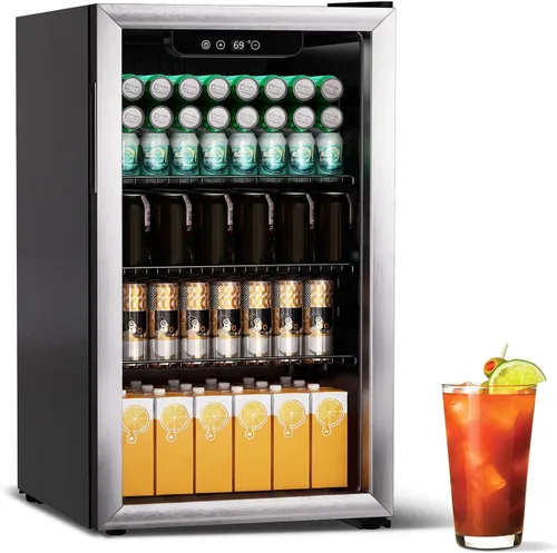Vista 15 de Mini Refrigerador de 24 Latas - Refrigerador de Bebidas de 0.9 Pies Cúbicos con Puerta Reversible para Refrescos, Vino, Cerveza, Control