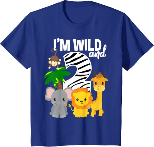 Vista 49 de Camiseta de cumpleaños con temática de zoológico de I'm Wild and 2, Negro, S