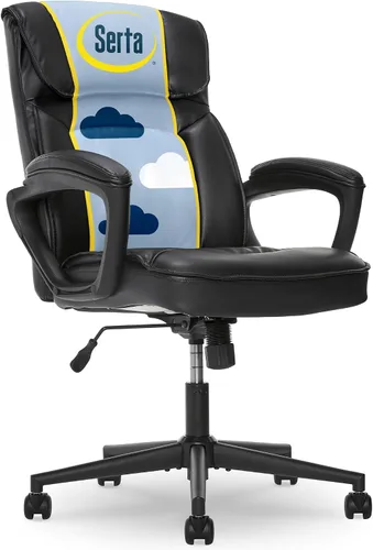 Vista 14 de Serta® Hannah Silla ejecutiva para oficina en casa, ergonómica de respaldo medio con soporte lumbar, cojín de asiento firme, almohadas corporales