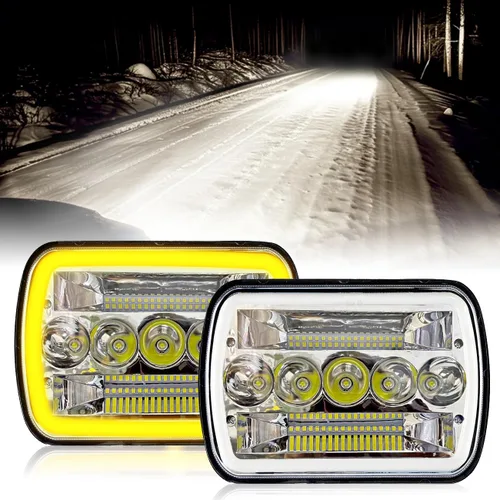 Vista 10 de Faros delanteros LED 1000% brillantes 180W H6054 5x7 7×6, 7 × 6, faros LED 7x6, haz sellado con DRL/señal de giro compatible con Ford Wrangler Jeep