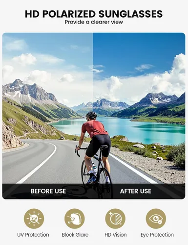 Vista 6 de Lamicall Gafas de sol deportivas polarizadas de 0.85 oz para hombres y mujeres, gafas con protección UV400, para correr, ciclismo, béisbol, pesca