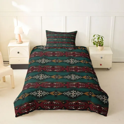 Vista 65 de Erosebridal Juego de funda de edredón estilo bohemio occidental tamaño individual, diseño de vaca atrapasueños del suroeste, juego de ropa de cama
