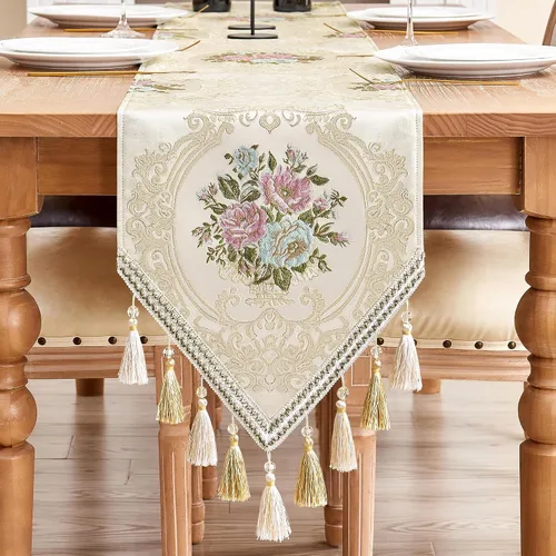 Vista 9 de Loom and Mill Juego de 4 Manteles Individuales de Damasco de Lujo, Manteles Individuales de Mesa Jacquard Beige Antideslizantes para Hogar Cocina