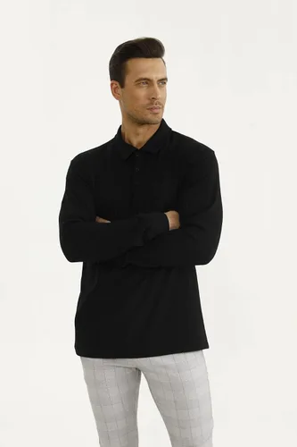 Vista 6 de GINGTTO Polo y suéter de manga larga para hombre ajuste delgado elástico casual elegante con botones