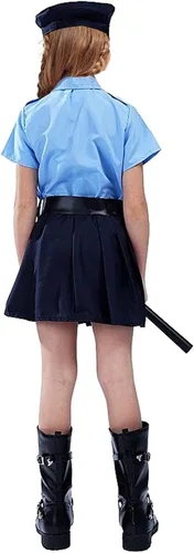 Vista 2 de CHENSS Disfraz de policía para niñas disfraz de policía para Halloween fiesta de cosplay