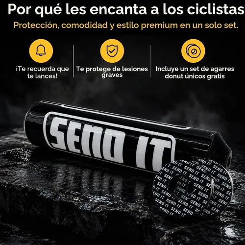 Vista 6 de SEND IT Almohadilla de Manillar con FREE GRIP DONUTS - Ajuste Universal para Motos de Cross y ATVs Barra Transversal (NEGRO, Redondo)