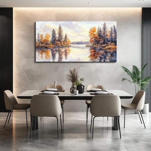 Vista 5 de PHAOHUAXM Pintura abstracta de paisaje de tinta pintura de arte de pared moderna impresión en lienzo natural paisaje arte imágenes de sala de estar