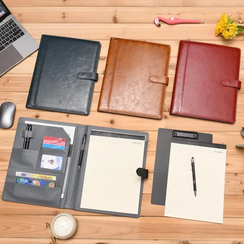 Vista 5 de Wason Portafolio Funda de cuero PU A4 con portapapeles, bloc de notas, formularios, archivos de escritura de documentos, planificador de Azul oscuro