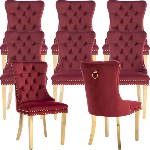 Vista 44 de Juego de 2 Sillas de Comedor Modernas de Mediados de Siglo, Tapizadas en Terciopelo Beige con Respaldo Acolchado, Sillas de Cocina y Comedor, Patas