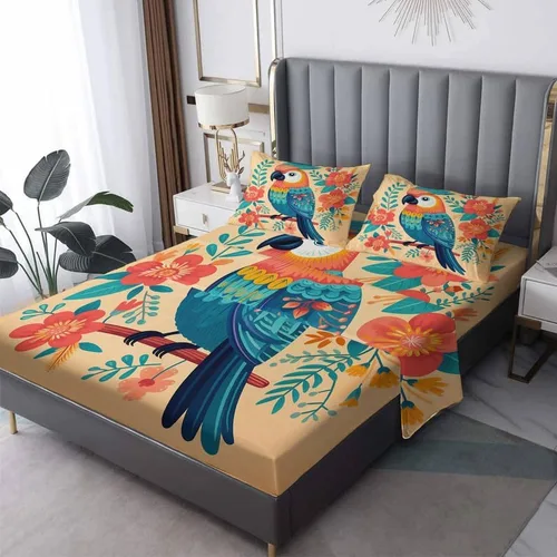 Vista 10 de Parrot Sheets - Juego de sábanas de tamaño individual, sábanas de microfibra suave y bolsillo profundo, sábanas y fundas de almohada estampadas sin