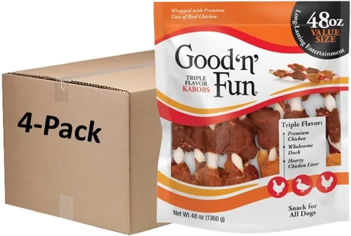 Vista 10 de Good'N'Fun - Brochetas de cuero crudo con triple sabor para perros