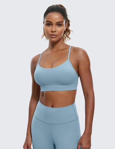 Vista 2 de CRZ YOGA Butterluxe - Brasier deportivo con espalda en Y para mujer, con espalda cruzada, de bajo impacto, tirantes delgados, para entrenamiento