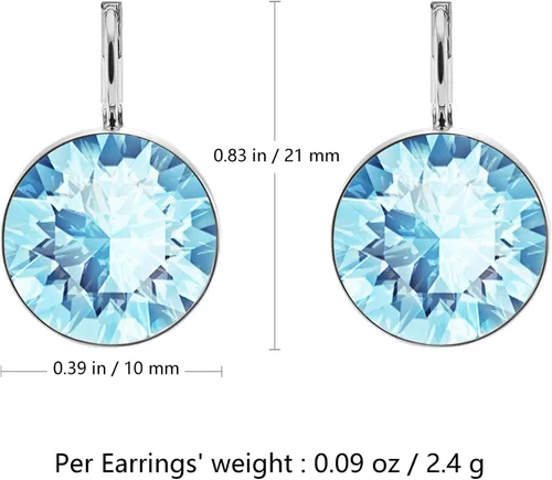 Vista 7 de Hermosos aretes solitarios para mujer - Adornos con cristales austriacos, cierre de palanca, perfectos para cualquier ocasión, regalos ideales