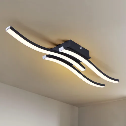 Vista 8 de EDISLIVE Moderna lámpara de techo LED regulable curva, 2 luces de 22.5 pulgadas, lámpara de techo minimalista LED empotrada para dormitorio