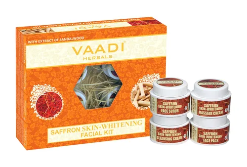 Vista 2 de Vaadi Herbals Kit facial – Kit facial de sandalias de azafrán con aceite de sándalo, citronela, cáscara de naranja y manteca de karité, todo