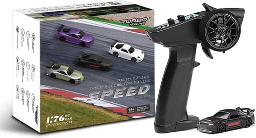 Vista 15 de 1:76 Turbo Racing Scale RC Sport Car, Carreras de mesa Control remoto Mini modelo de coche completo proporcional RTR Kit Juguetes (Baoma mini-rojo)